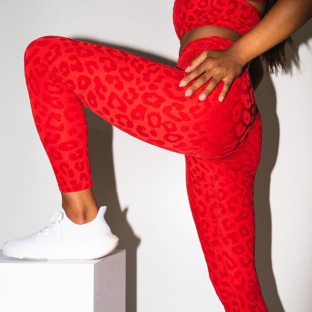 Balance Athletica Lux Panther Flocked Red Legging